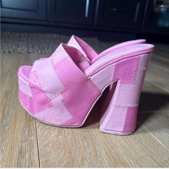 Sugar Thrillz is Pink Patchwork Platform Heels - Picture 7 of 9